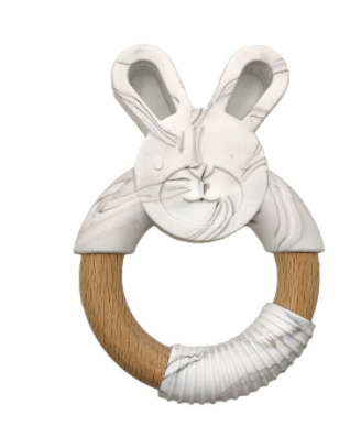 Silicone + Wood Bunny Teether