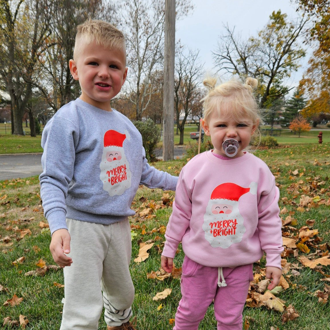 Merry & Bright Santa Christmas Sweatshirts